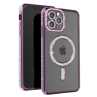 Coque Diamant pour iPhone 12 Pro Max Protection MagSafe Contour Strass Avizar Violet - 1