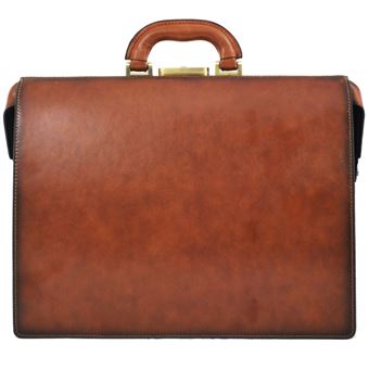 Cartable Homme En Cuir Katana - 4 Soufflets, Marron, Dimensions 44x31x16 Cm - Neuf Avec étiquettes