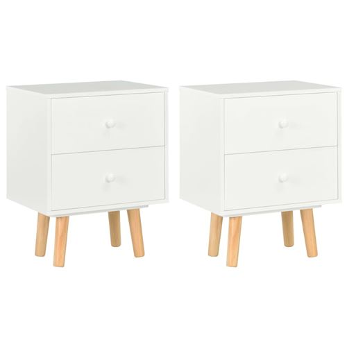 vidaXL Tables de chevet 2 pcs Blanc 40 x 30 x 50 cm Pin massif