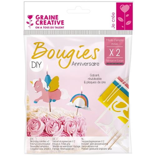 Kit DIY Bougies d'anniversaire - Licorne - 2 pcs - Création bougie