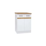Meuble bas de cuisine 60 cm 2 Portes Plan de travail Blanc brillant