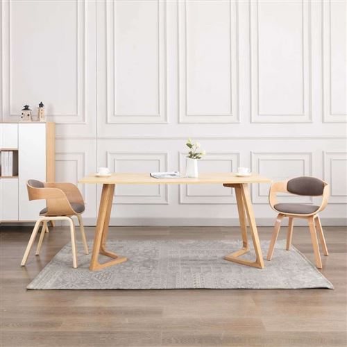 vidaXL Chaises à manger lot de 2 bois courbé et tissu taupe