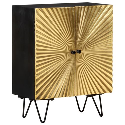 vidaXL Buffet avec façade en laiton 60x30x74 cm Bois de manguier massif