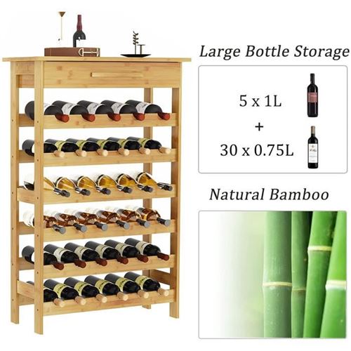 Casier à vin pour 5 bouteilles 41x15x25 cm bambou