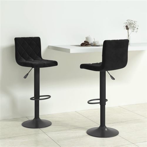 Vidaxl Noir Tabouret De Bar (Lot De 2) - Velours - Image 3