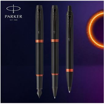 Parker IM Vibrant Rings Noir Orange Vif Roller F