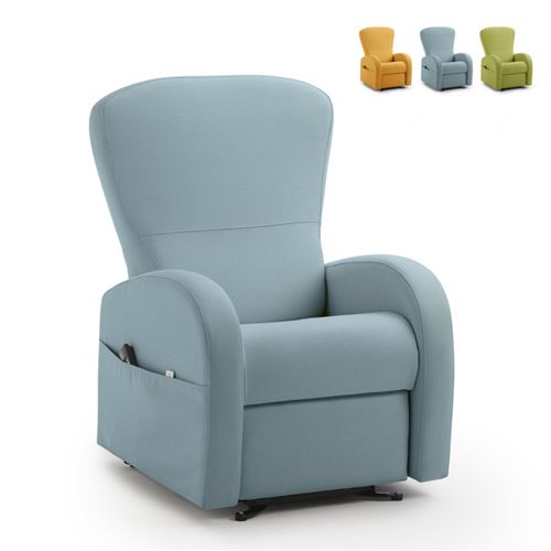 Fauteuil relax inclinable en tissu avec lève-personne à 2 moteurs Greta Couleur: Bleu