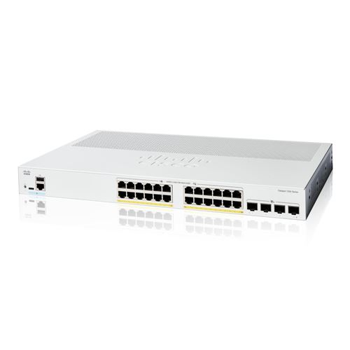 Cisco Catalyst 1200-24P-4X - Commutateur - C3 - intelligent - 24 x 10/100/1000 (PoE+) + 4 x Ethernet 10 Go SFP+ - Montable sur rack - PoE+ (195 W)