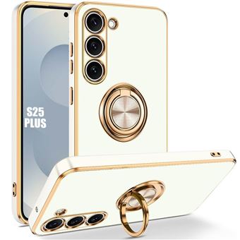 Coque pour Samsung Galaxy S25 Plus (S25+) - Protection avec Anneau Rotatif - Blanc - BOOLING - 1