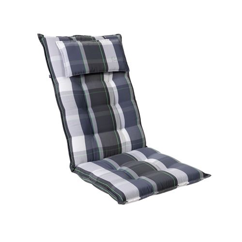 Coussin de chaise de jardin -Blumfeldt Sylt -120 x 50 x9 cm -1 pièce -Carreaux Bleu