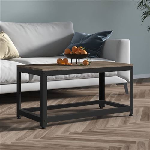 VIDAXL - Table basse - Industrielle - Bois de chêne et fer - Gris et noir - 90x45x45 cm - Image 2