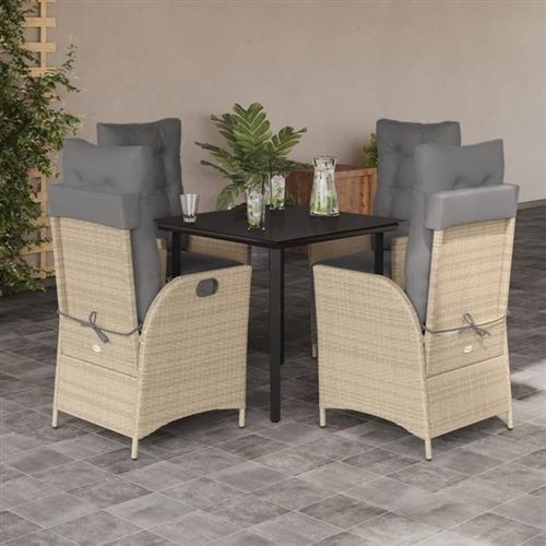 Vidaxl Beige Ensemble À Manger De Jardin 5 Pcs - Image 2