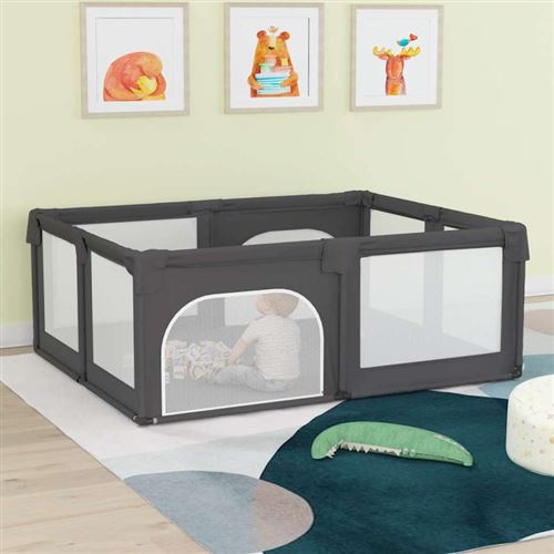vidaXL Parc pour bébé avec 2 portes Gris foncé Tissu Oxford
