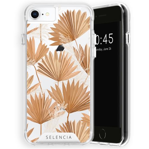 Coque pour iPhone SE 2022 / SE 2020 / 8 / 7,pour iPhone 6/6s Coque rigide,Coque Plastique Design Feuilles de palmier Nature Dorée Selencia