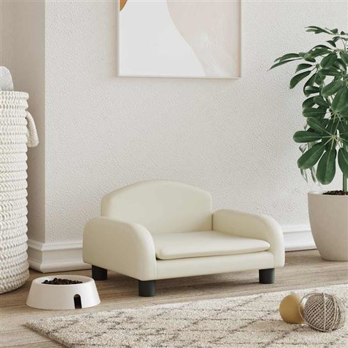 Comparer les prix de vidaXL Lit pour chien crème 50x40x30 cm similicuir