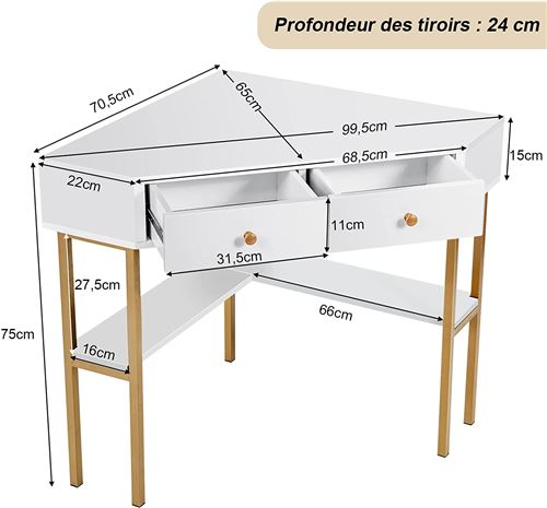 GIANTEX - Table bureau d'angle avec 2 tiroirs/table imformatique pour  ordinateur avec etagère de rangement noir - Bureaux - Rue du Commerce