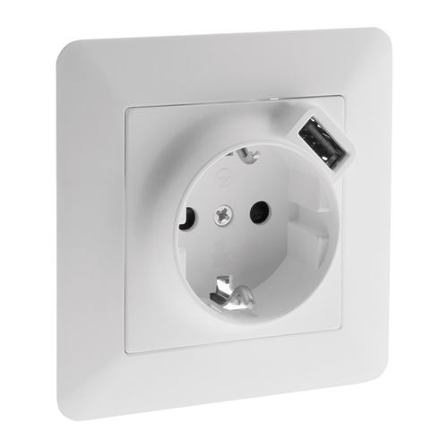 Non Communiqué Blanc Zenitech - Prise Schuko Asfora + Usb