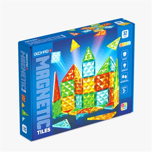 Non Communiqué Multicolore Jeu De Construction Geomag Magnetic Tiles Gems Gm4101 32 Pièces S
