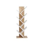 Bibliothèque en bois "Tuval 066" - 46 x 22 x 129 cm - Chêne, Blanc