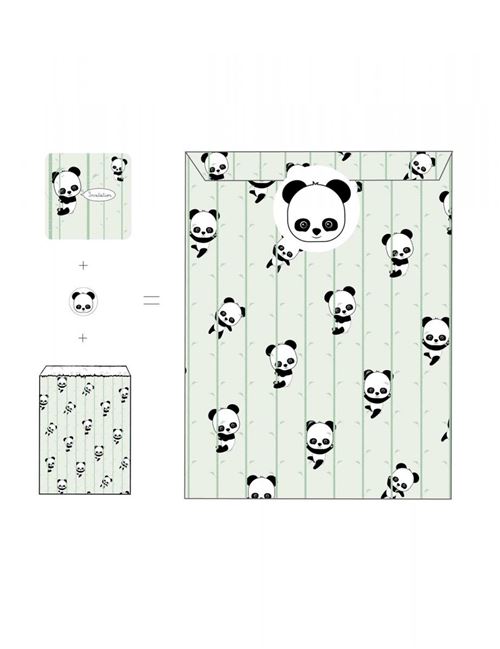 Set 8 invitations baby panda