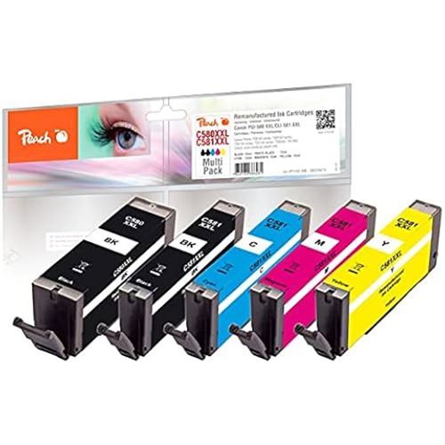 Peach Multipack, XXL compatible avec Canon PGI-580XXL, CLI-581XXL