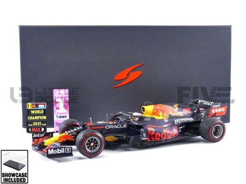 Voiture Miniature de Collection SPARK 1-18 - RED BULL RB16B - Winner GP Abu Dhabi World Champion 2021 - Blue / Red / Yellow - 18S609