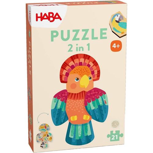 Non Communiqué Puzzle 2 En 1 – Perroquet 21 Pièces