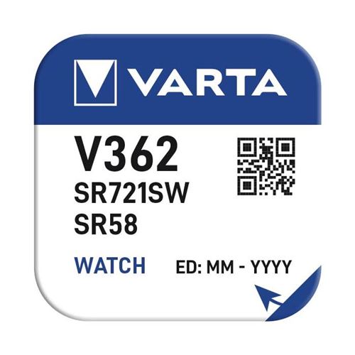 VARTA Blister de 1 pile oxyde argent Watch V362 (SR58) SR721W 1,55 Volt