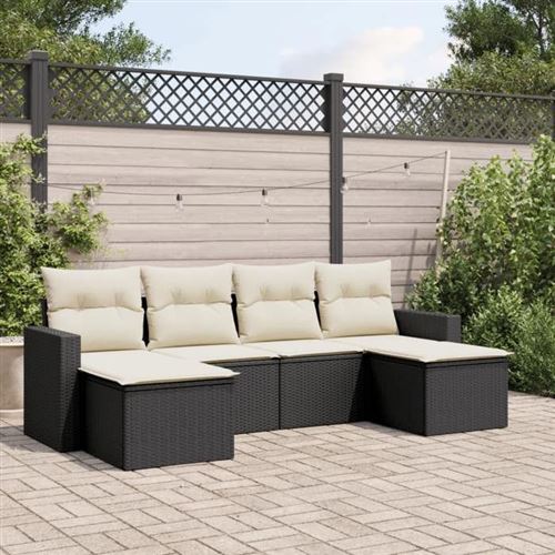 Vidaxl - Set Divano Da Giardino 6 Pz Con Cuscini Nero In Polyrattan