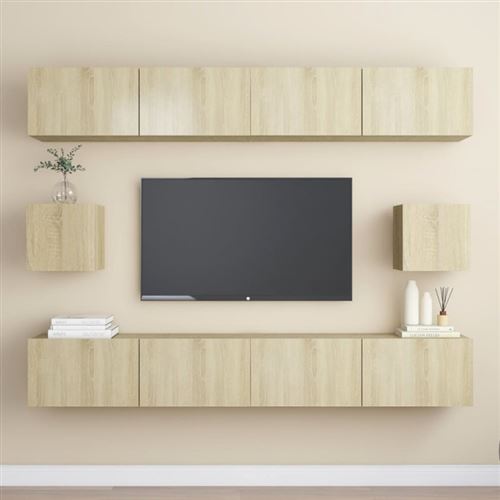 Non Communiqué Brun Ensemble De Meubles Tv 6 Pcs Chêne Sonoma Bois D Ingénierie