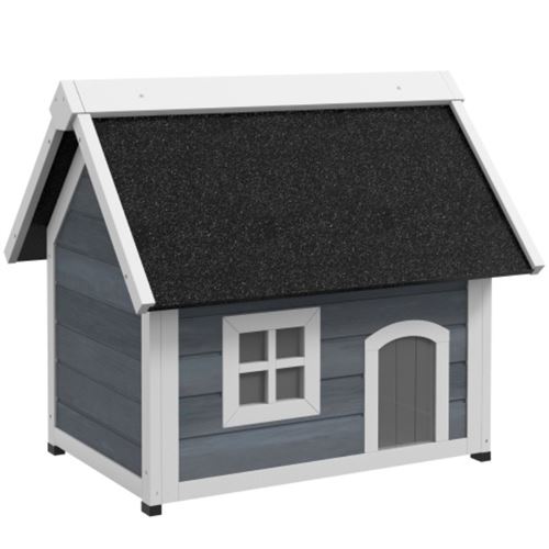 YeMaster Maison pour chat, chenil en bois, maison pour chat avec fenêtre, 77 x 57,5 x 68 cm, gris