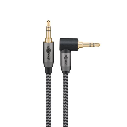 Non Communiqué Noir Goobay Câble Audio Jack 3.5Mm Coudé 90° Gold Nylon Tressé 3M