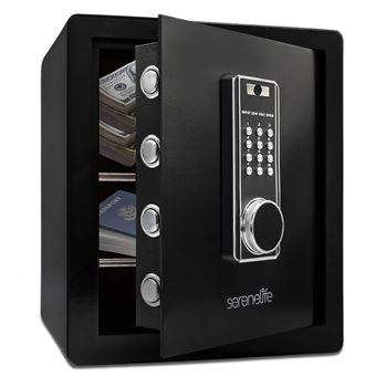 SereneLife Coffre-Fort pour Maison - Accès Électronique par Empreinte Digitale, Coffre à Argent pour Maison et Bureau, Clavier Tactile & Serrure, Acier, Inclut 2 Clés Maîtresses - 1