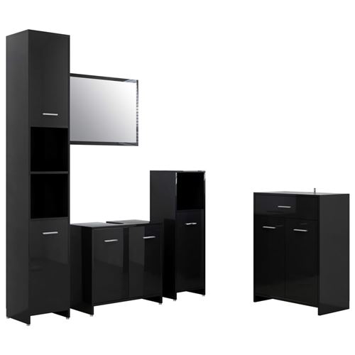 vidaXL Ensemble de meubles de salle de bain 4 pcs Noir brillant