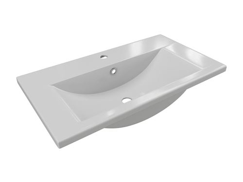 Vasque de salle de bain semi-encastrée rectangle en céramique - 71,5 cm - Blanc - YASMAC II