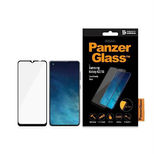 PanzerGlass - Protection d'écran pour téléphone portable - case friendly - verre - couleur de cadre noir - pour Samsung Galaxy A22 5G