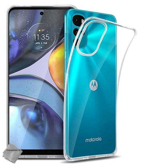Housse etui coque silicone gel fine pour Motorola Moto G22 / E32 / E32s + film ecran - TRANSPARENT TPU - htdmobiles