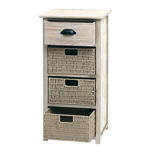 Mendler Marron/Clair Commode Hwc-K84 Bois 83X40x29cm Naturel Paniers - Image 3