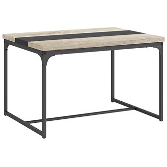 Table salle à manger 6 places - style industriel - dim. 120L x 89l x 75,5H cm - métal noir aspect bois - 1