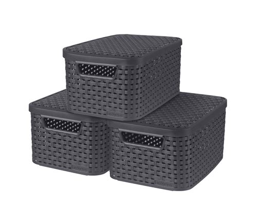 STYLE Set de 3 boîtes de rangement avec couvercle S - Gris - Veba