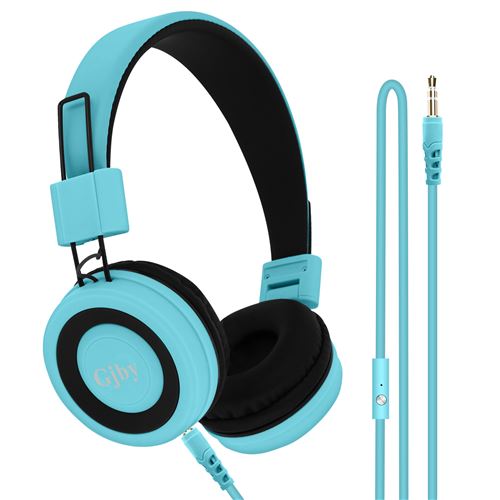 Casque Audio Supra-Auriculaire Port Jack 3.5 mm Réglable Fonction Micro GJBY Bleu