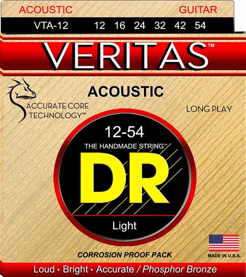 DR VTA-12 - Veritas - Coated Core Technology, jeu guitare acoustique, Light 12-54