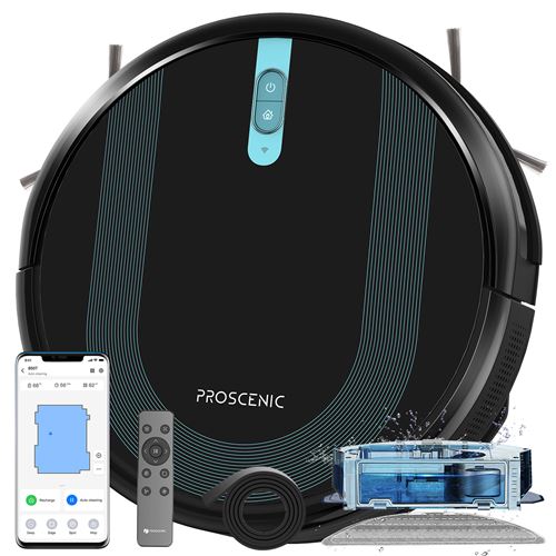 PROSCENIC 850T Aspirateur robot laveur - Aspiration Puissante de 3000Pa - 110min - Navigation Gyroscope - Contrôle avec Alexa/App/Siri - Noir - État correct N/A sur Fnac