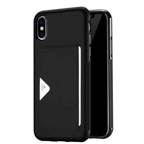 Etui en PU pocard peau à la série noire de carte pour votre Apple iPhone X
