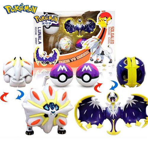 Set de 2 pièces Figurines Delicate Pokémon Solgaleo + Lunala modèle d'action de jouets pour enfants 8-10cm