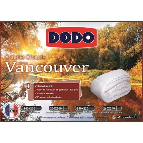 DODO Couette chaude 400gr/m2 VANCOUVER 200x200 cm blanc - Achat & prix