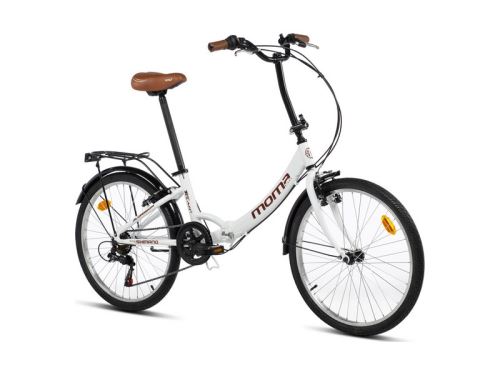 Moma Bikes, Vélo de Ville Pliant, TOP CLASS 24 Blanc, Aluminium, 6V, Selle Comfort - Taille Unique