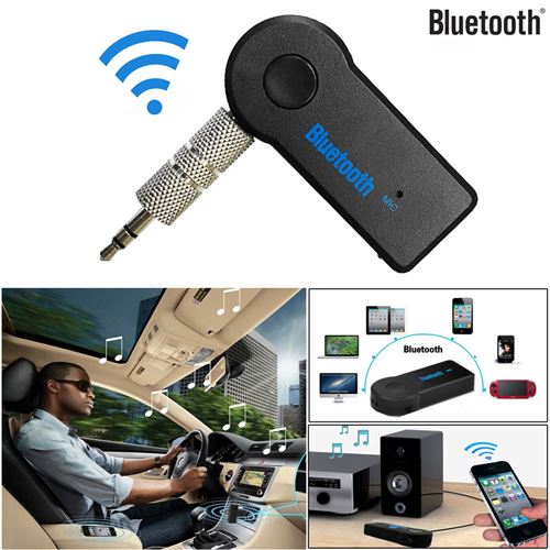 Adaptateur Bluetooth Kits de voiture Bluetooth mains libres AUX Audio Jack  3,5 mm Récepteur de musique stéréo pour haut-parleur de voiture Microphone  intégré à la maison 