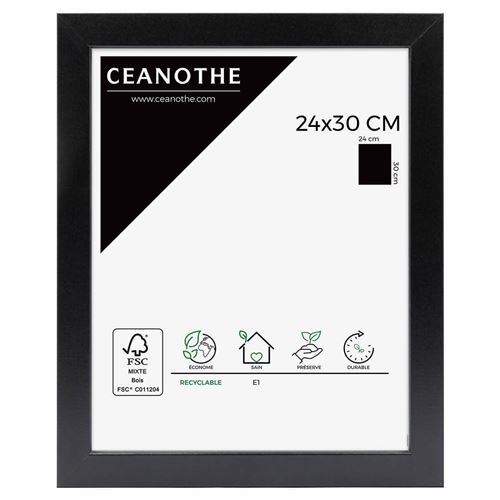 Cadre photo Mat noir 24x30 cm, bois reconstitué - marque française