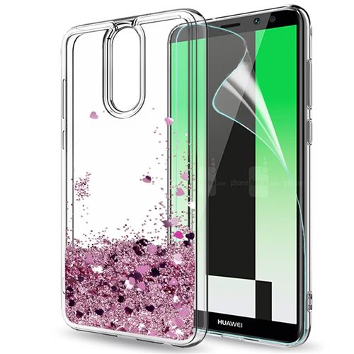 Coque Etui paillette Liquide pour Huawei Mate 10 Lite (Rose) + Film protecteur en verre trempé